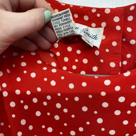 Vintage Dress Allison Smith Red Dot Button Back Sheath - Picture 5 of 9